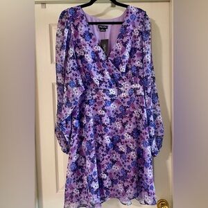 City Chic Plus Size Dress Khloe in Lavendula Helene Bud, Size 14 NWT